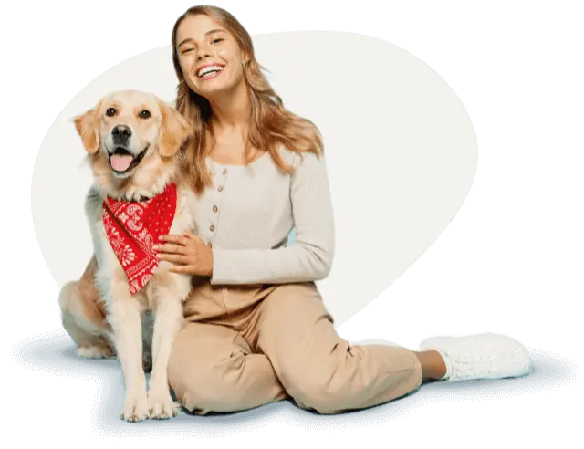 woman with dog in bandana